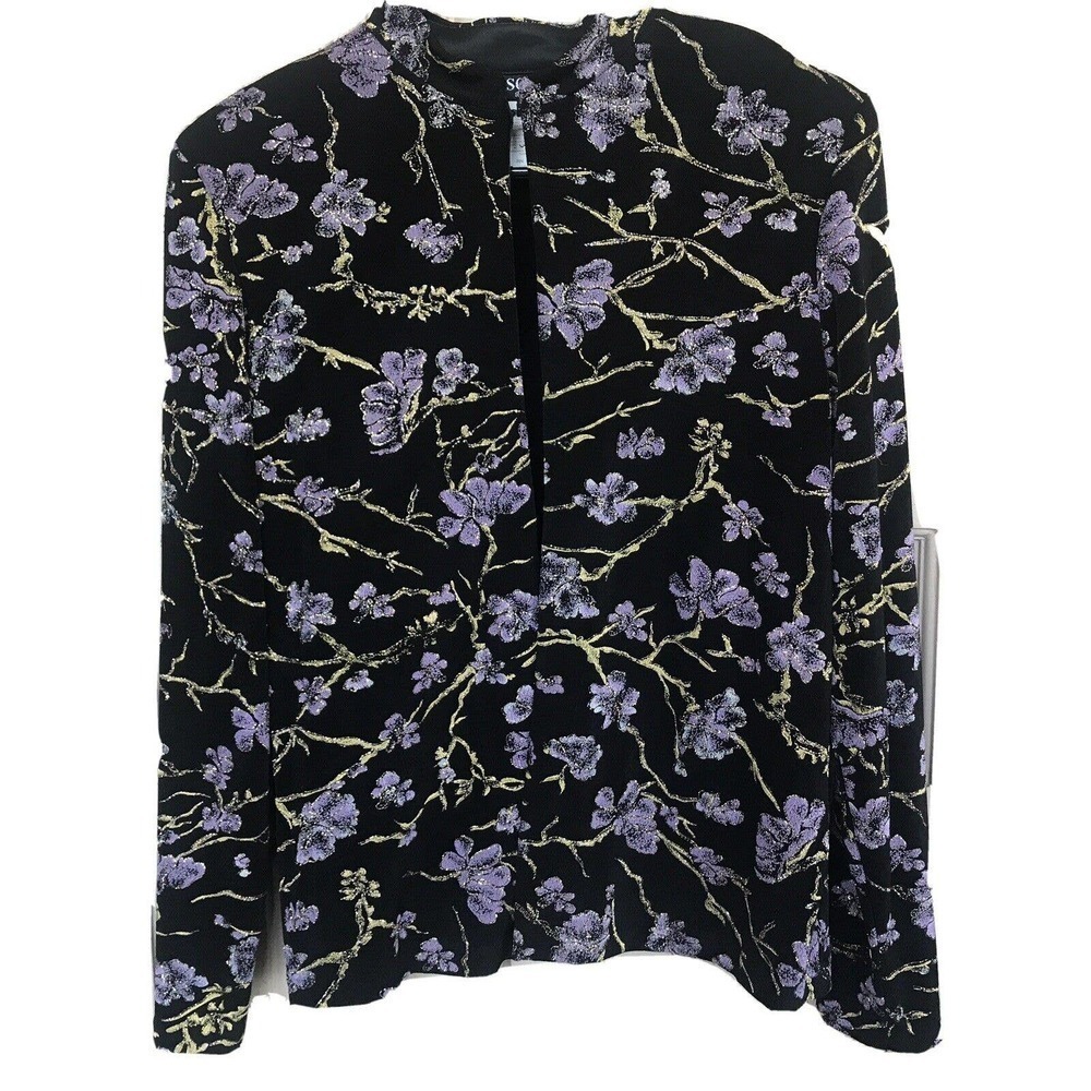 XSCAPE by Joana Chen Pretty Blk/Purp/Gld Women’s Jacket SzL Pre-Owned